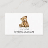 Schattigee Teddy Bear Cub Kinderopvang Visitekaart Visitekaartje (Voorkant)