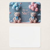 Schattigee Teddy Bear Geslacht Reveal Uitnodiging Visitekaartje (Voorkant /achterkant)