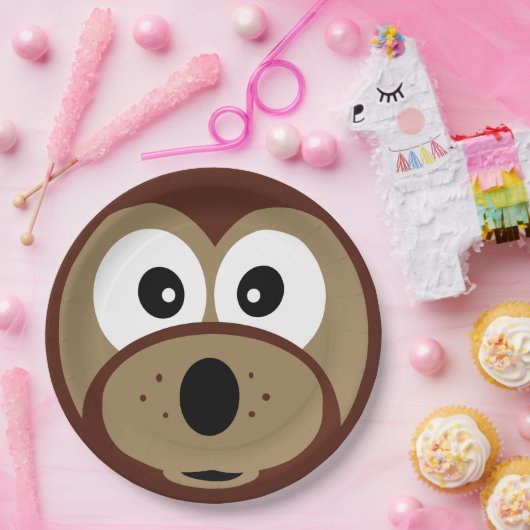 Schattigee Teddy Bear Gezicht Papier Borden Papieren Bordje (Feest)