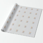 Schattigee Teddy Bear Gift Wrap in Pastel Blue Cadeaupapier (Uitgerold)
