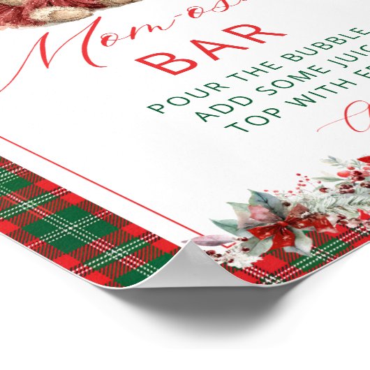 Schattigee Teddy Bear Girl Baby shower Momosa Bar Poster (Hoek)