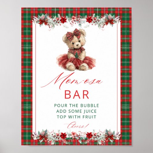 Schattigee Teddy Bear Girl Baby shower Momosa Bar Poster (Voorkant)
