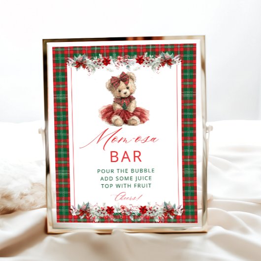 Schattigee Teddy Bear Girl Baby shower Momosa Bar Poster