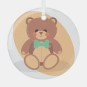Schattigee Teddy Bear Glass Ornament met Bow Strop (Voorkant)