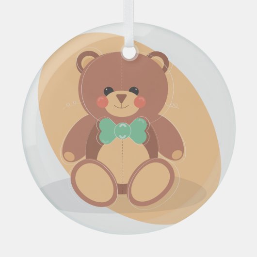 Schattigee Teddy Bear Glass Ornament met Bow Strop (Voorkant)