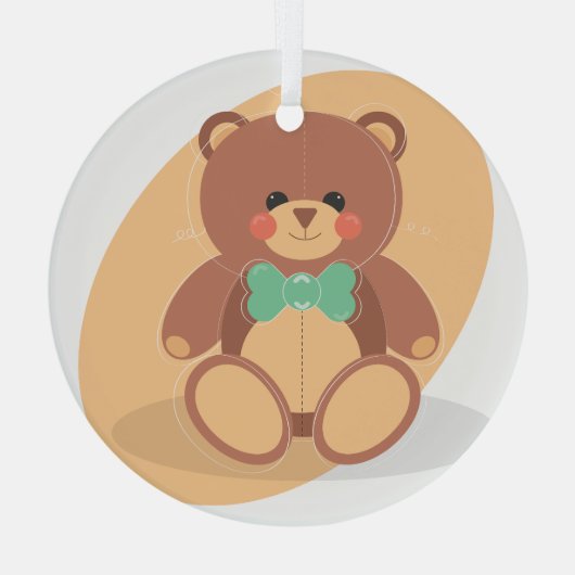 Schattigee Teddy Bear Glass Ornament met Bow Strop (Achterkant)