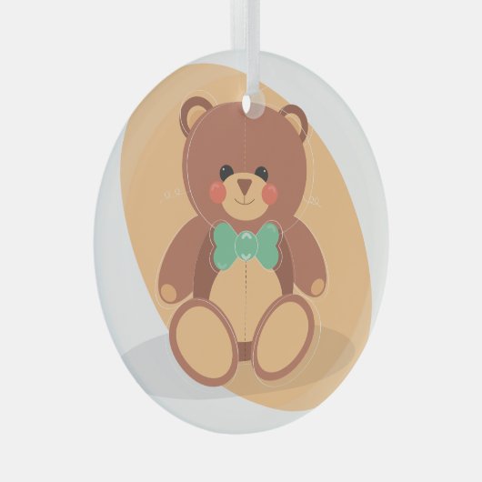 Schattigee Teddy Bear Glass Ornament met Bow Strop (Voorkant Rechts)