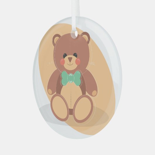 Schattigee Teddy Bear Glass Ornament met Bow Strop (Voorkant links)
