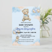 Schattigee teddy Bear gradient ballon baby boy sho Kaart (Staand voorkant)