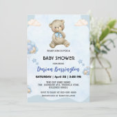 Schattigee teddy Bear gradient ballon baby boy sho Kaart (Staand voorkant)