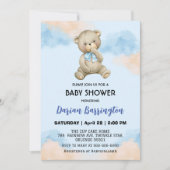 Schattigee teddy Bear Gradient sky baby boy shower Kaart (Voorkant)