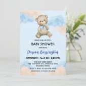 Schattigee teddy Bear Gradient sky baby boy shower Kaart (Staand voorkant)