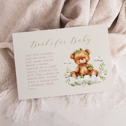 Schattigee Teddy Bear Greenery Boeken voor Baby Informatiekaartje
