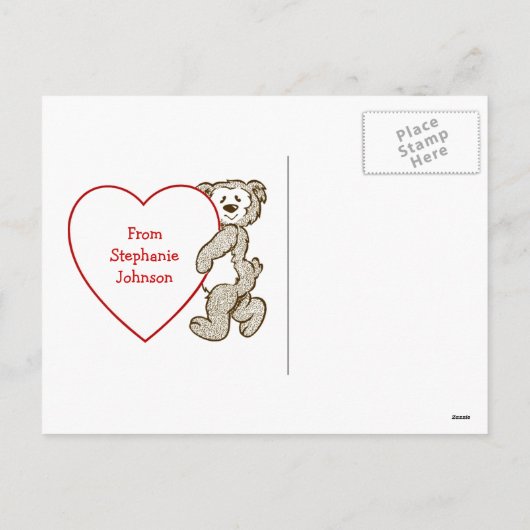 Schattigee Teddy Bear Heart Kind Valentijnsdag Feestdagenkaart (Achterkant)