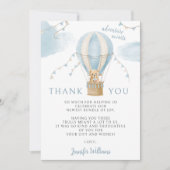 Schattigee Teddy Bear Luchtballon babyboy douche Bedankkaart (Voorkant)