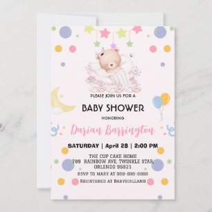 Schattigee Teddy Bear Moon Balloon baby shower Par Kaart