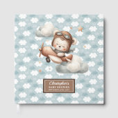 Schattigee Teddy Bear Pilot Baby shower Gastboek B Gastenboek (Voorkant)