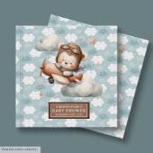 Schattigee Teddy Bear Pilot Baby shower Gastboek B Gastenboek