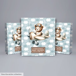 Schattigee Teddy Bear Pilot Baby shower Party Favo Medium Cadeauzakje