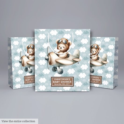 Schattigee Teddy Bear Pilot Baby shower Party Favo Medium Cadeauzakje