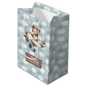 Schattigee Teddy Bear Pilot Baby shower Party Favo Medium Cadeauzakje (Voorkant Gekanteld)
