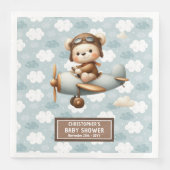 Schattigee Teddy Bear Pilot Napkins Baby Boy Celeb Servet (Voorkant)