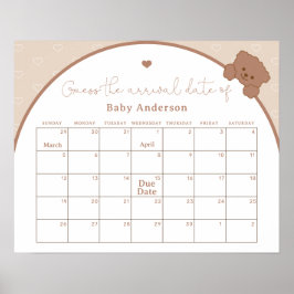 Schattigee Teddy Bear Raad de vervaldatum Kalender Poster