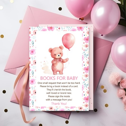 Schattigee Teddy Bear Roze Ballon Boeken voor Baby Informatiekaartje