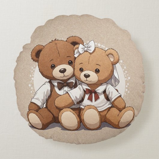 Schattigee Teddy Bear Sierkussen voor kinderen Rond Kussen (Voorkant)