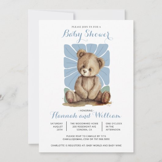 Schattigee Teddy Bear Spring Summer Baby shower Kaart (Voorkant)