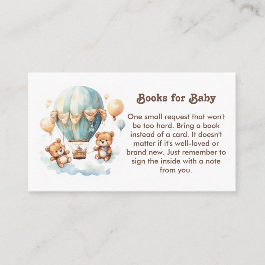 Schattigee Teddy Bear Twins baby shower Boeken voo Informatiekaartje (Voorkant)