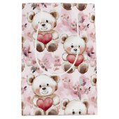 Schattigee Teddy Bear Valentijn's Day Hearts Patte Medium Cadeauzakje (Voorkant)