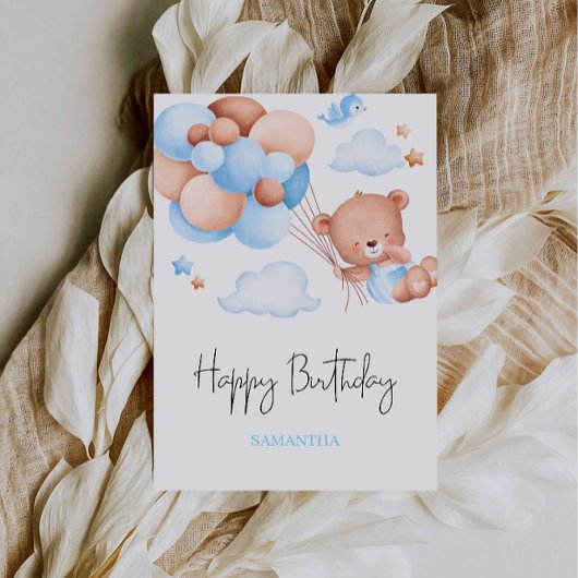 Schattigee Teddy Bear Verjaardag Kaart