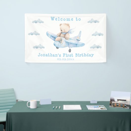 Schattigee Teddy Bear Verjaardag Welkom Banner (Beurs)
