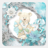 Schattigee Teddy Bear Vierkante Sticker (Voorkant)