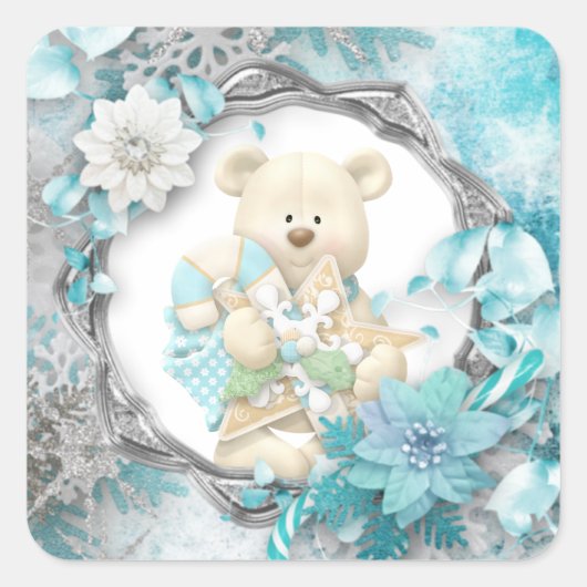 Schattigee Teddy Bear Vierkante Sticker (Voorkant)