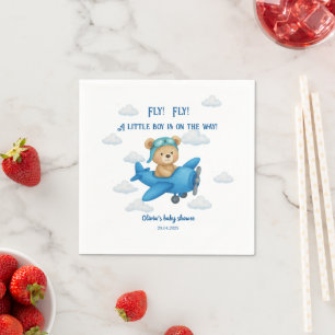 Schattigee Teddy Bear Vliegtuig Baby shower Papier Servet