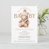 Schattigee Teddy Bear Winter Baby shower Kaart (Staand voorkant)