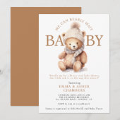 Schattigee Teddy Bear Winter Baby shower Kaart (Voorkant / Achterkant)