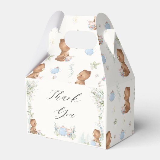 Schattigee Teddy Bears Tea voor Twee 2e Verjaardag Bedankdoosjes (Achterkant)