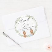 Schattigee Teddy Bears Tea voor twee verjaardagsfe Ronde Sticker (Envelop)