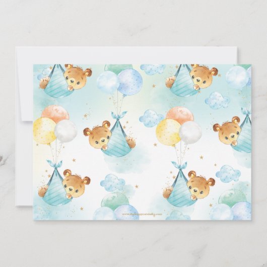 Schattigee Teddy Bears Twin Boys Twin Blue Baby sh Kaart (Achterkant)