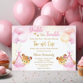 Schattigee Teddy Bears Twin Girls Twin Pink Baby s Kaart