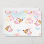 Schattigee Teddy Bears Twin Girls Twin Pink Baby s Kaart (Achterkant)