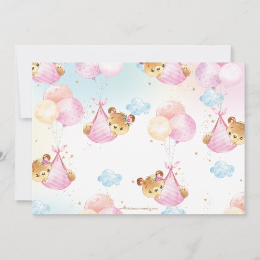 Schattigee Teddy Bears Twin Girls Twin Pink Baby s Kaart (Achterkant)