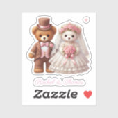 Schattigee Teddy Bruid en Bruidegom bruiloft aange Sticker (Vel)