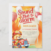 Schattigee Teddy Fire Truck 3e verjaardag rood gee Kaart (Voorkant)