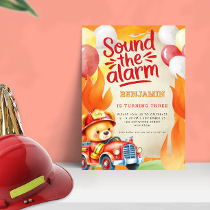 Schattigee Teddy Fire Truck 3e verjaardag rood gee Kaart