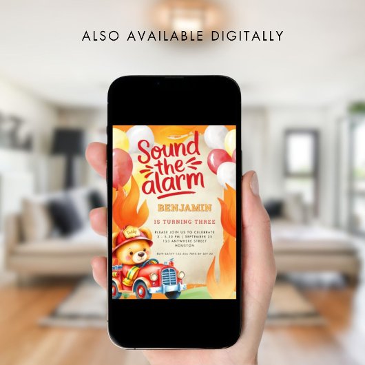 Schattigee Teddy Fire Truck 3e verjaardag rood gee Kaart