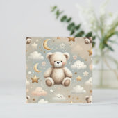 Schattigee Teddy-geboorteaankondiging of -uitnodig Kaart (Staand voorkant)